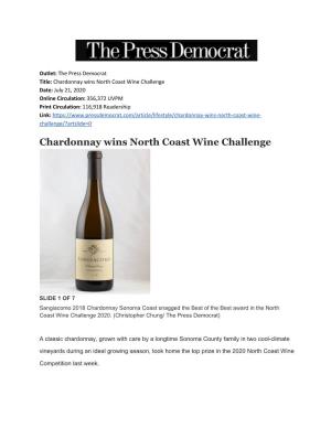 Chardonnay Wins North Coast Wine Challenge