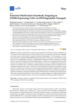 Transient Multivalent Nanobody Targeting to CD206-Expressing Cells Via PH-Degradable Nanogels