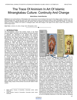 The Trace of Animism in Art of Islamic Minangkabau Culture: Continuity and Change