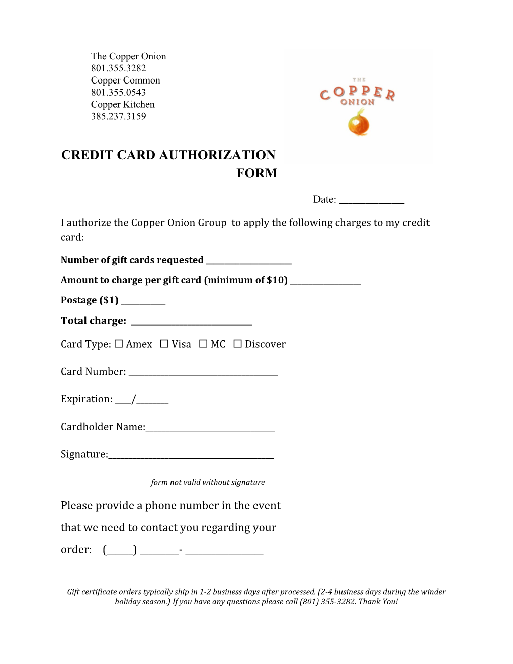 Credit Card Authorization Form s4