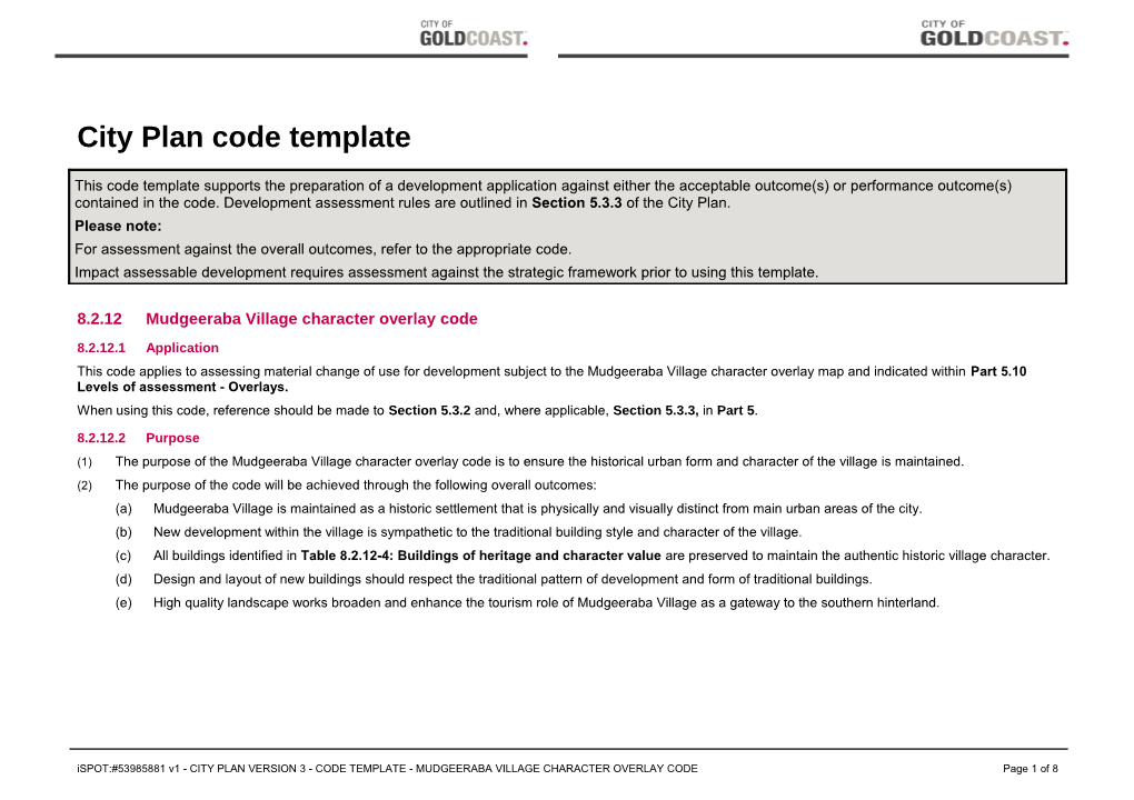 Mudgeeraba Village Character Overlay Code