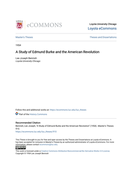 A Study of Edmund Burke and the American Revolution