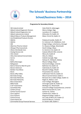The Schools' Business Partnership School/Business Links – 2014
