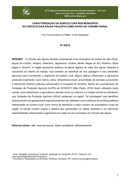 14º Congresso Interinstitucional De Iniciação Científica – CIIC 2020 01/10 a 02/10 De 2020 – Campinas, São Paulo ISBN: 978-65-88414-00-2