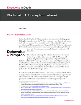 Blockchain: a Journey To…..Where?