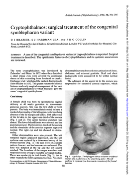 Cryptophthalmos: Surgical Treatment of the Congenital Symblepharon Variant