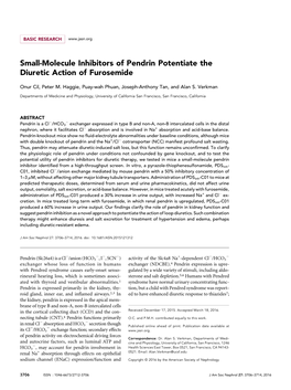 Small-Molecule Inhibitors of Pendrin Potentiate the Diuretic Action of Furosemide