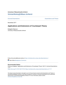 Applications and Extensions of Counterpart Theory