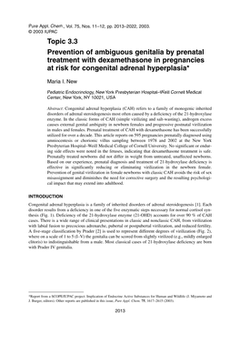 Topic 3.3 Prevention of Ambiguous Genitalia by Prenatal Treatment with Dexamethasone in Pregnancies at Risk for Congenital Adrenal Hyperplasia*