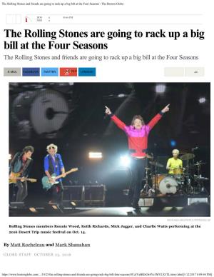 The Rolling Stones and Friends Are Going to Rack up a Big Bill at the Four Seasons - the Boston Globe