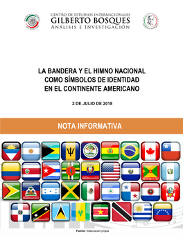La Bandera Y El Himno Nacional Como Símbolos De Identidad En El Continente Americano", México, Senado De La República, 2 De Julio De 2018
