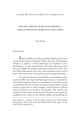 The Civil Service Examination System: a Vehicle for Social Mobility in Song China