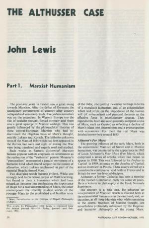 THE ALTHUSSER CASE John Lewis