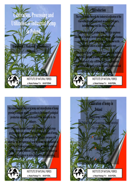 Cultivation, Processing and Utilization of Industrial Hemp in Poland