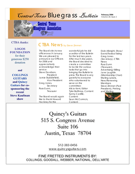 Central Texas Bluegrass Bulletin Is Published Monthly by Listed Rates If You Are a the Central Texas Bluegrass