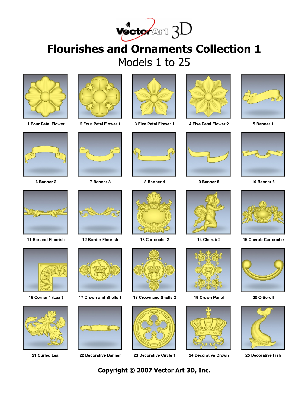 Flourishes and Ornaments Collection 1 Models 1 to 25