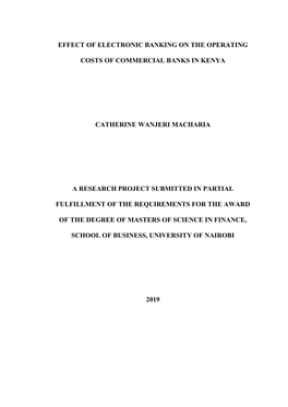 Effect of Electronic Banking on the Operating Costs of Commercial Banks in Kenya