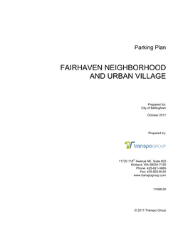 Parking Plan Fairhaven Neighborhood and Urban Village October 2011