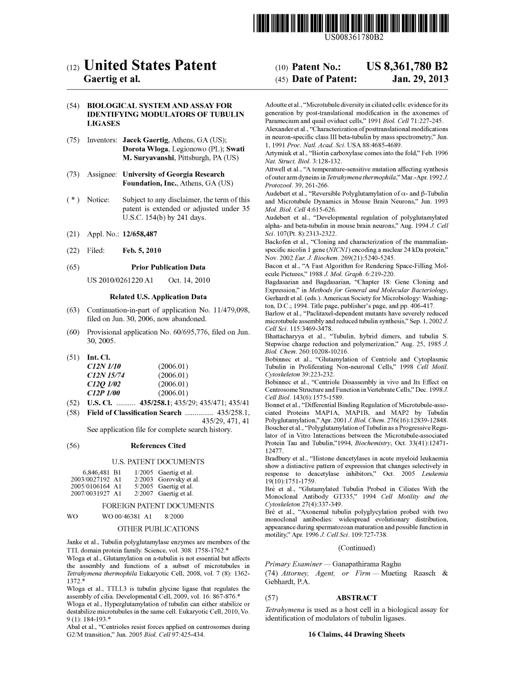 (12) United States Patent (10) Patent No.: US 8,361,780 B2 Gaertig Et Al