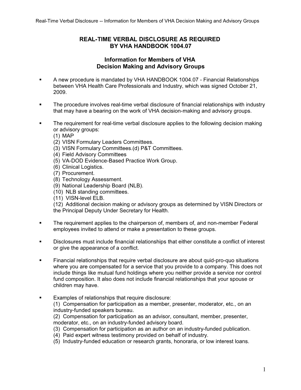 Real Time Verbal Disclosure - VHA Handbook 1004.07 - US Department of Veterans Affairs