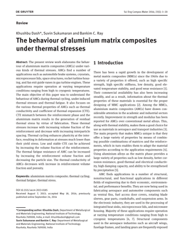 The Behaviour of Aluminium Matrix Composites Under Thermal Stresses