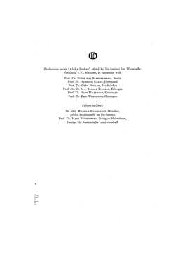 "Afrika-Studien" Edited by Ifo-Institut Für Wirtschafts- Forschung E