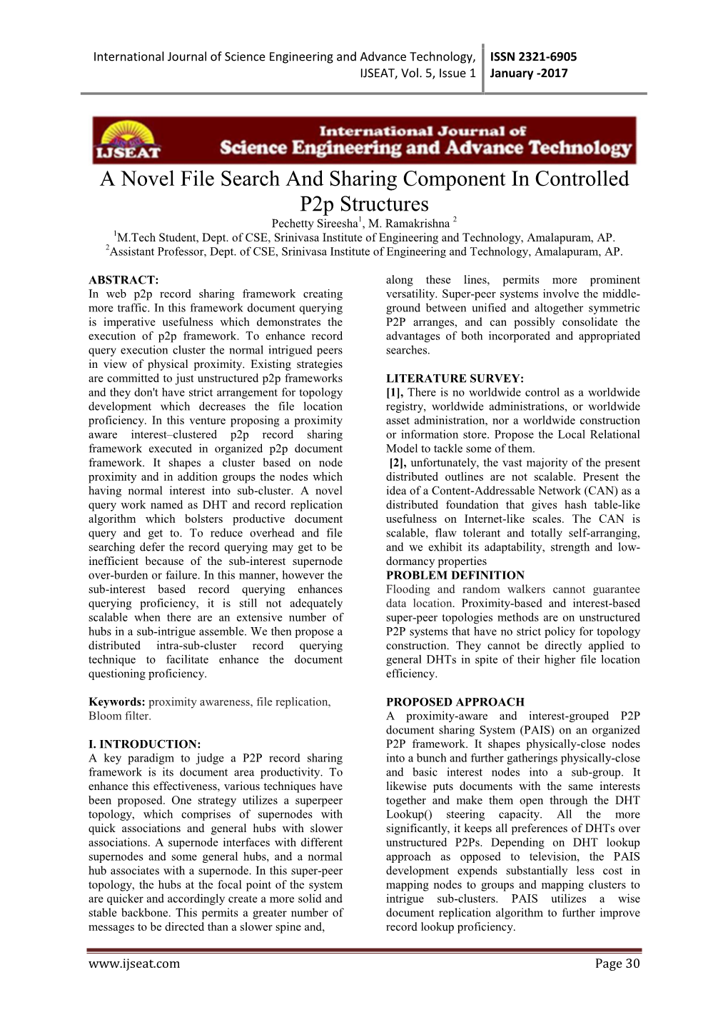 A Novel File Search and Sharing Component in Controlled P2p Structures Pechetty Sireesha1, M