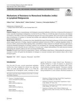 Mechanisms of Resistance to Monoclonal Antibodies (Mabs) in Lymphoid Malignancies