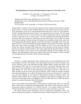 Time Distributions of Large and Small Sunspot Groups Over Four Solar Cycles