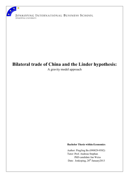 Bilateral Trade of China and the Linder Hypothesis: a Gravity Model Approach