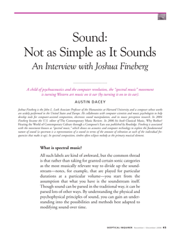 Not As Simple As It Sounds an Interview with Joshua Fineberg