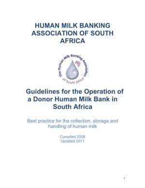 Guidelines for the Operation of a Donor Human Milk Bank in South Africa