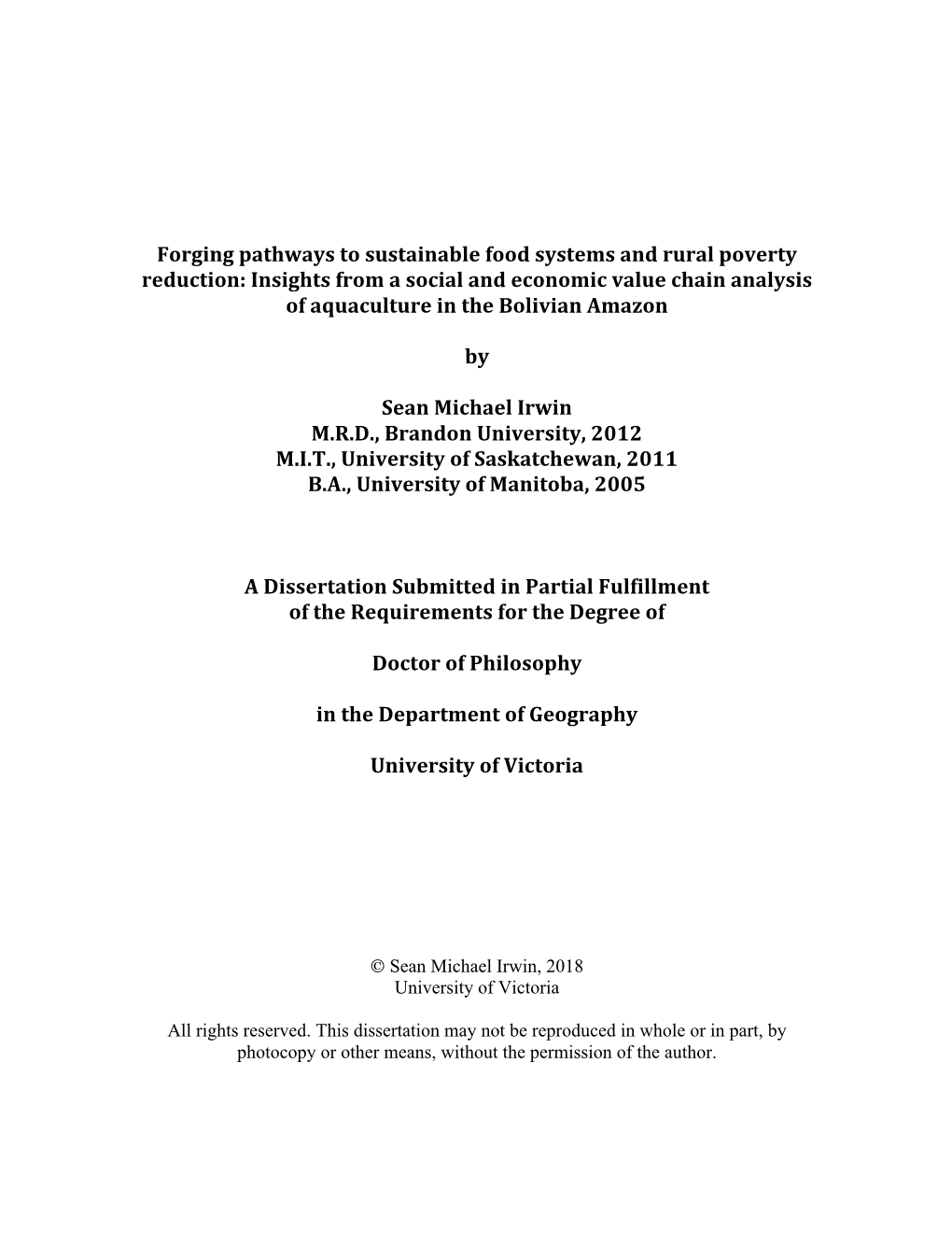 Forging Pathways to Sustainable Food Systems and Rural Poverty Reduction: Insights from a Social and Economic Value Chain Analy