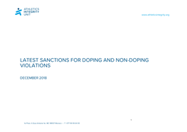 Latest Sanctions for Doping and Non-Doping Violations