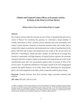 Climate and Tropical Cyclone Effects on Economic Activity: Evidence at the Firm Level from Mexico