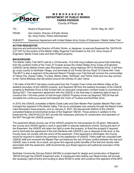 Martis Valley Trail | Easement Agreement with United States Army