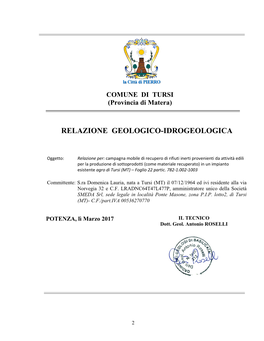 Relazione Geologico-Idrogeologica