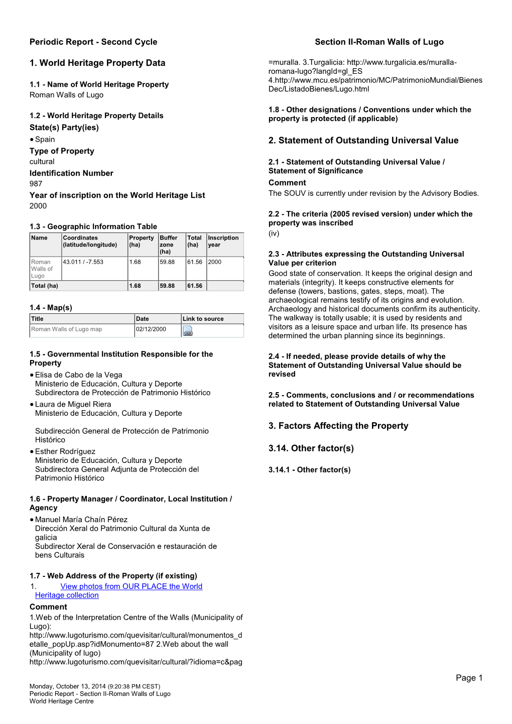 Periodic Reporting Cycle 2, Section II