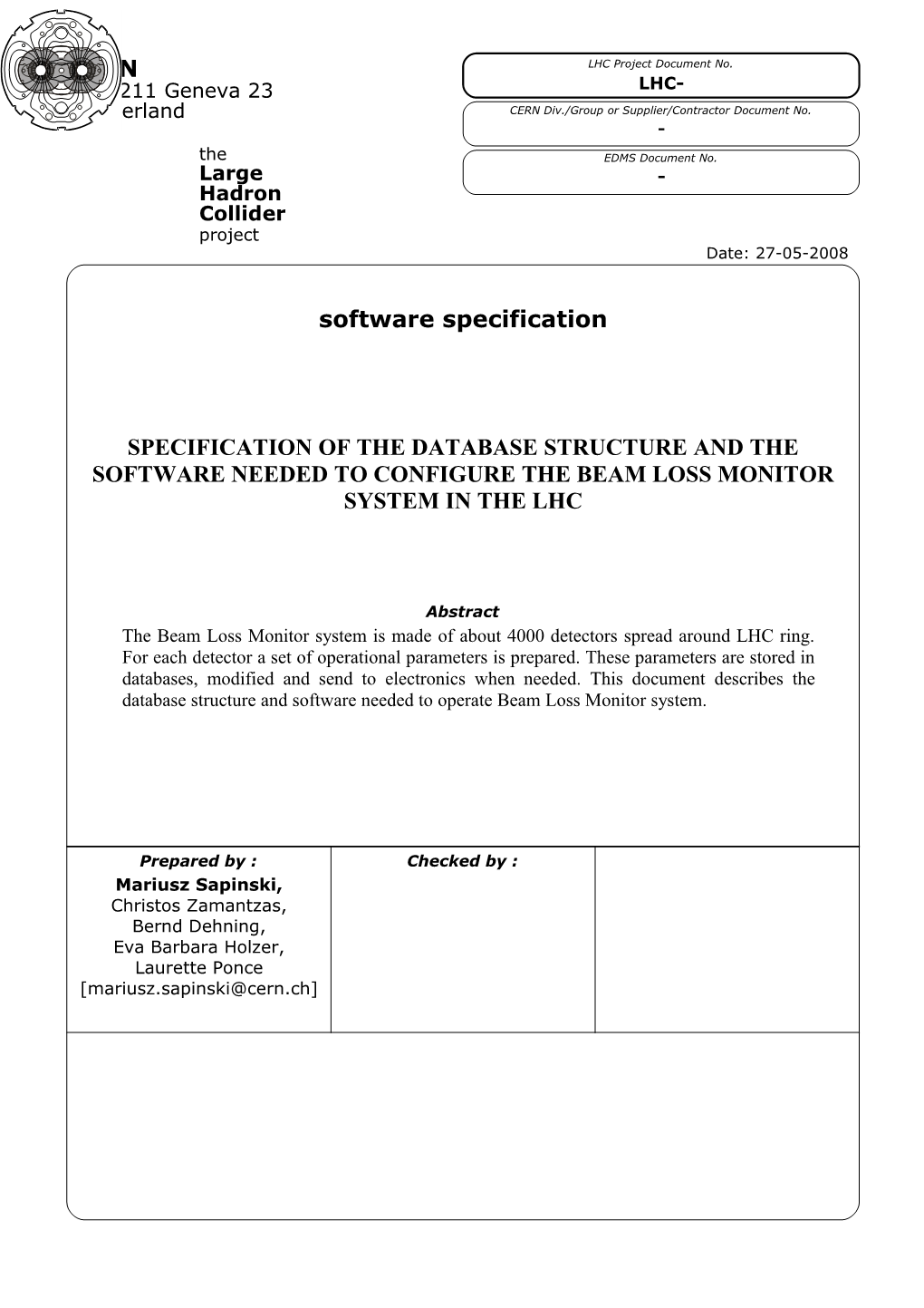 LHC Engineering Specification