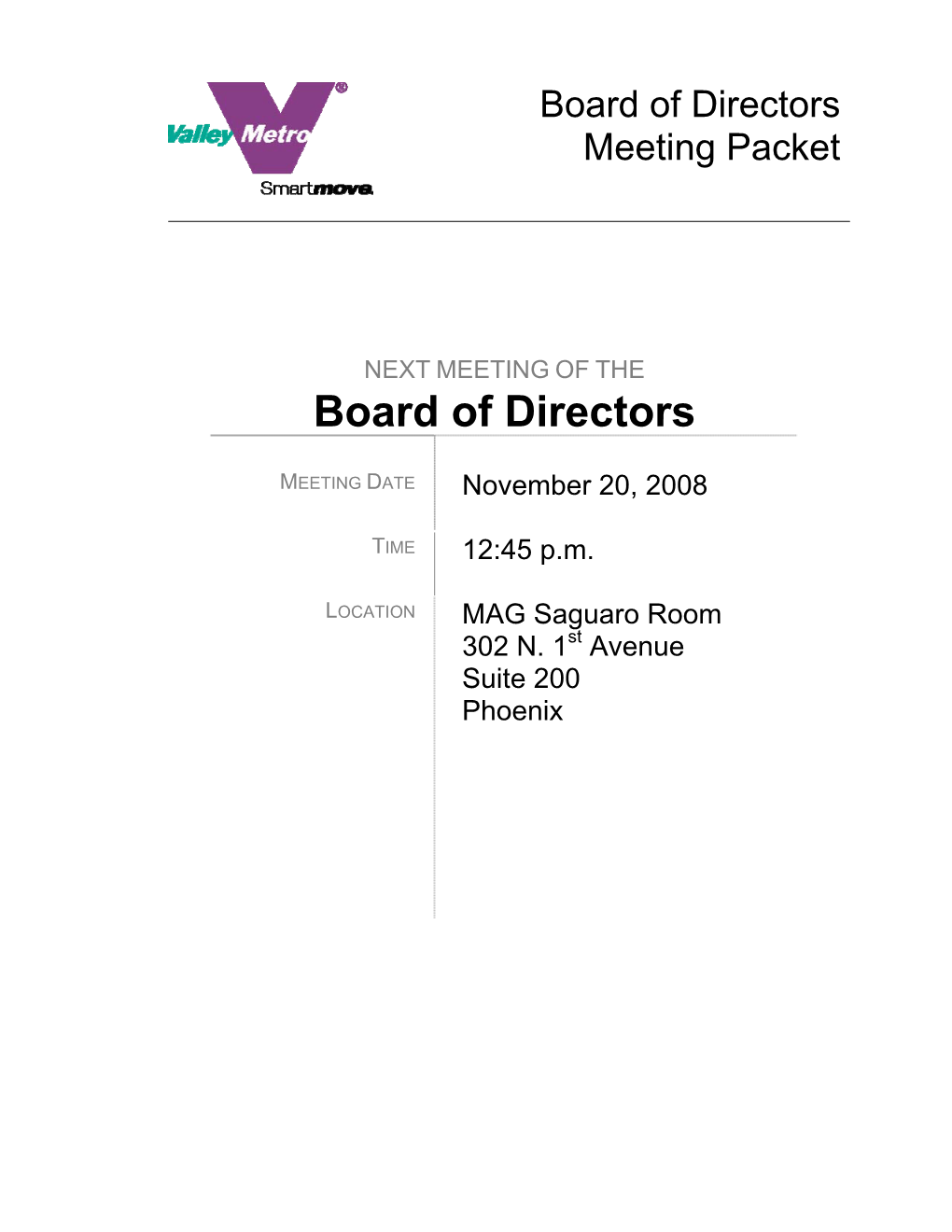 Board of Directors Meeting Packet