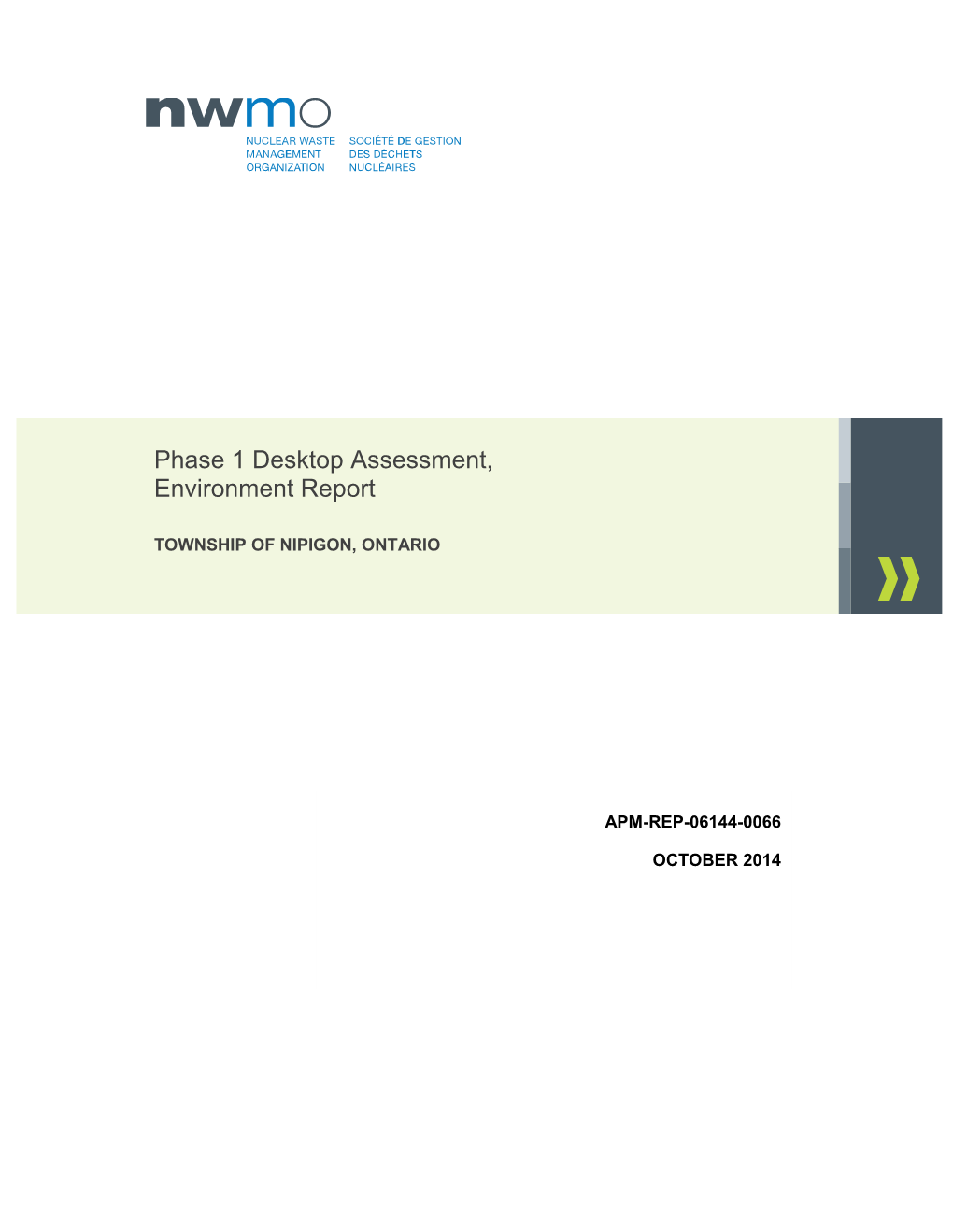 Phase 1 Desktop Assessment, Environment Report