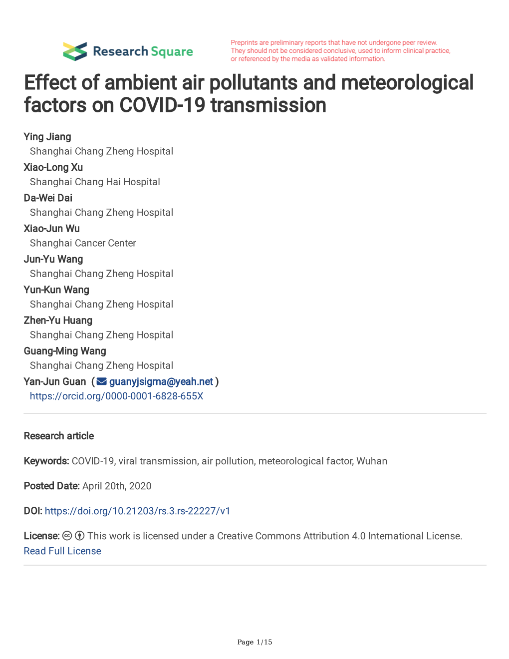 Effect of Ambient Air Pollutants and Meteorological Factors on COVID-19 Transmission