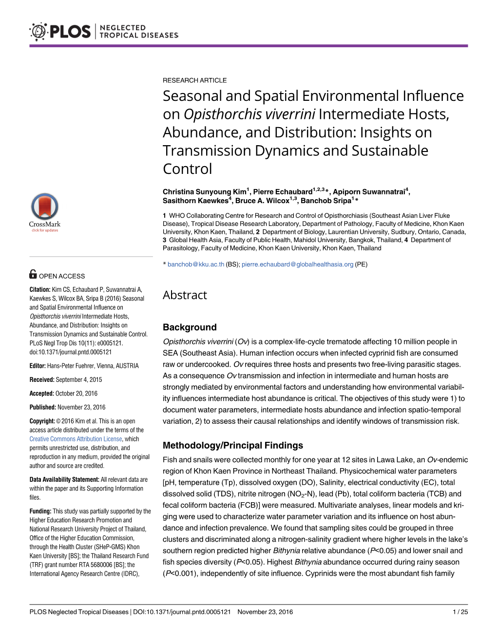 Seasonal and Spatial Environmental Influence On