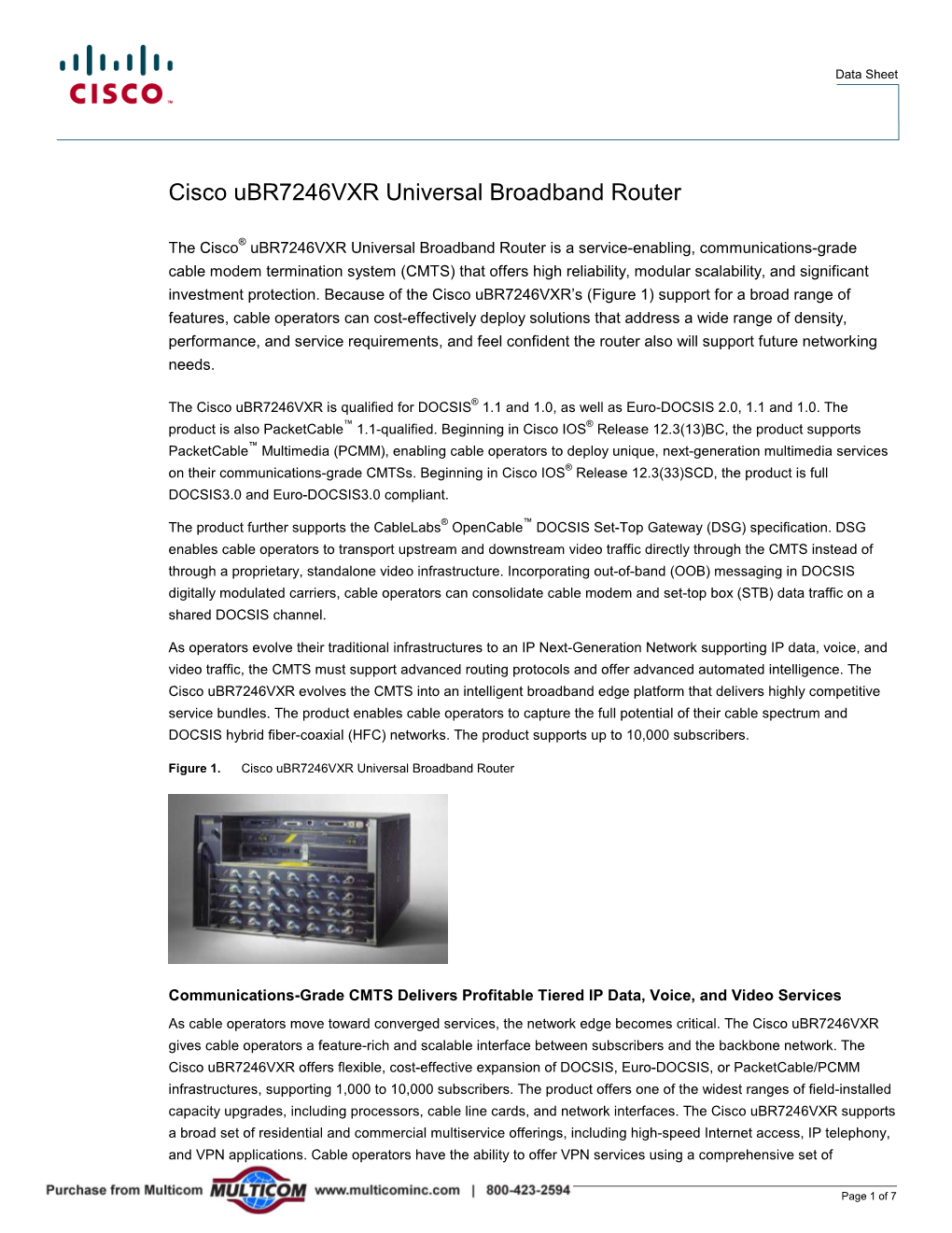 Cisco Ubr7246vxr Universal Broadband Router