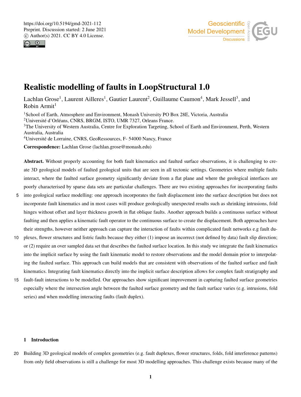 Realistic Modelling of Faults in Loopstructural