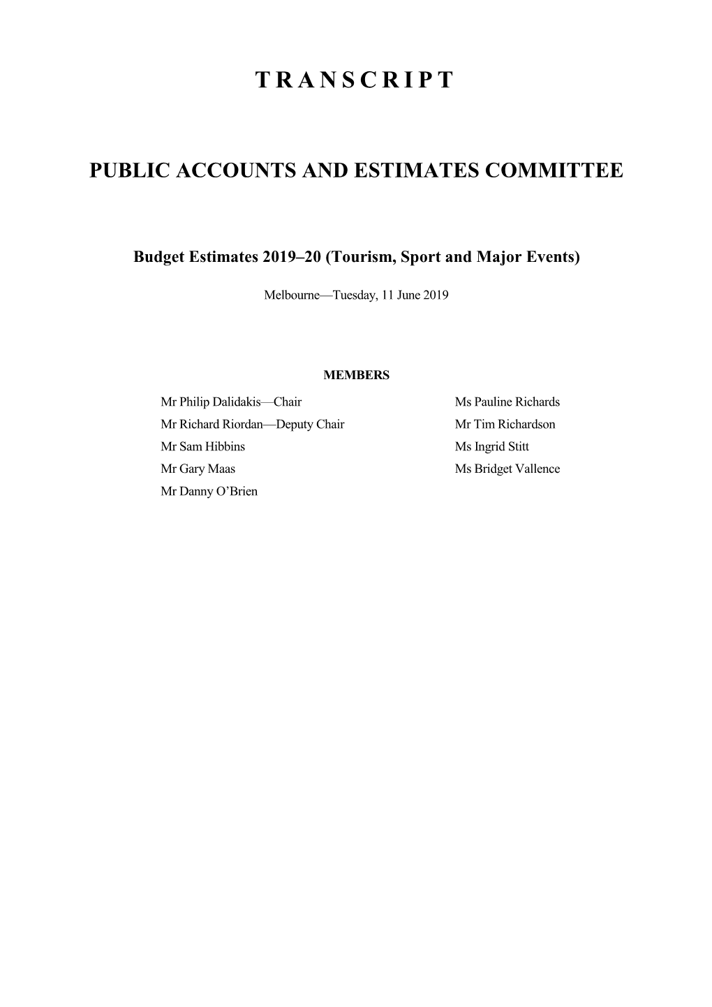 Public Accounts and Estimates Committee