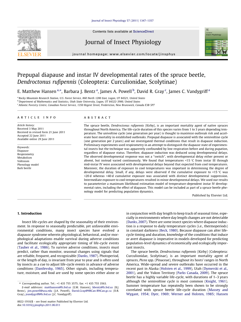 Journal of Insect Physiology 57 (2011) 1347–1357