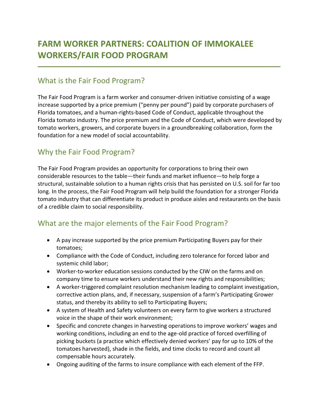 Download NFWM's Info Sheet About the Fair Food Program
