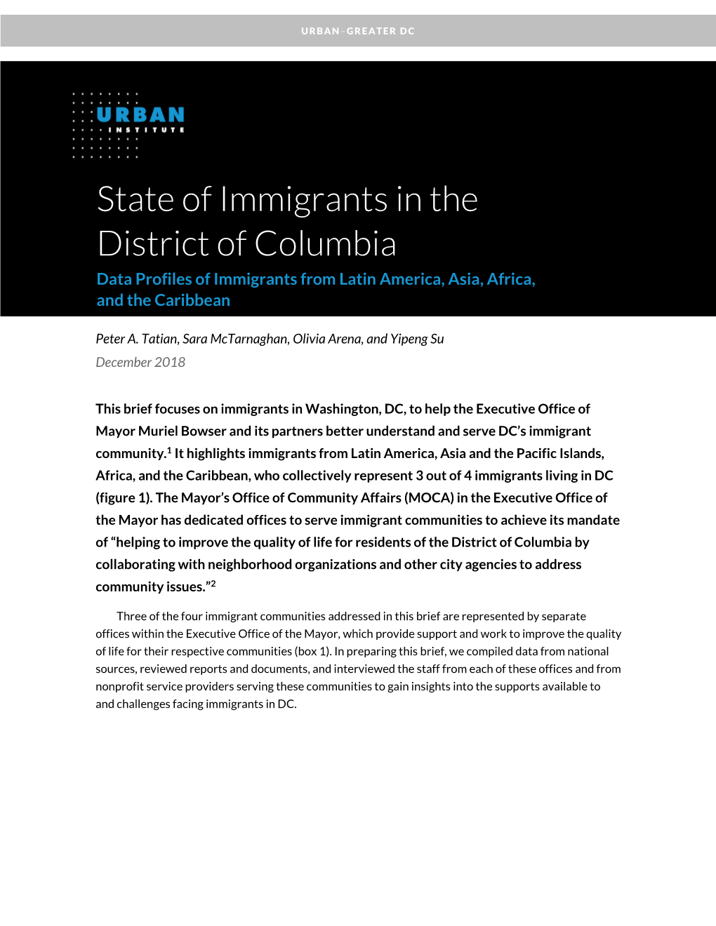 State of Immigrants in DC