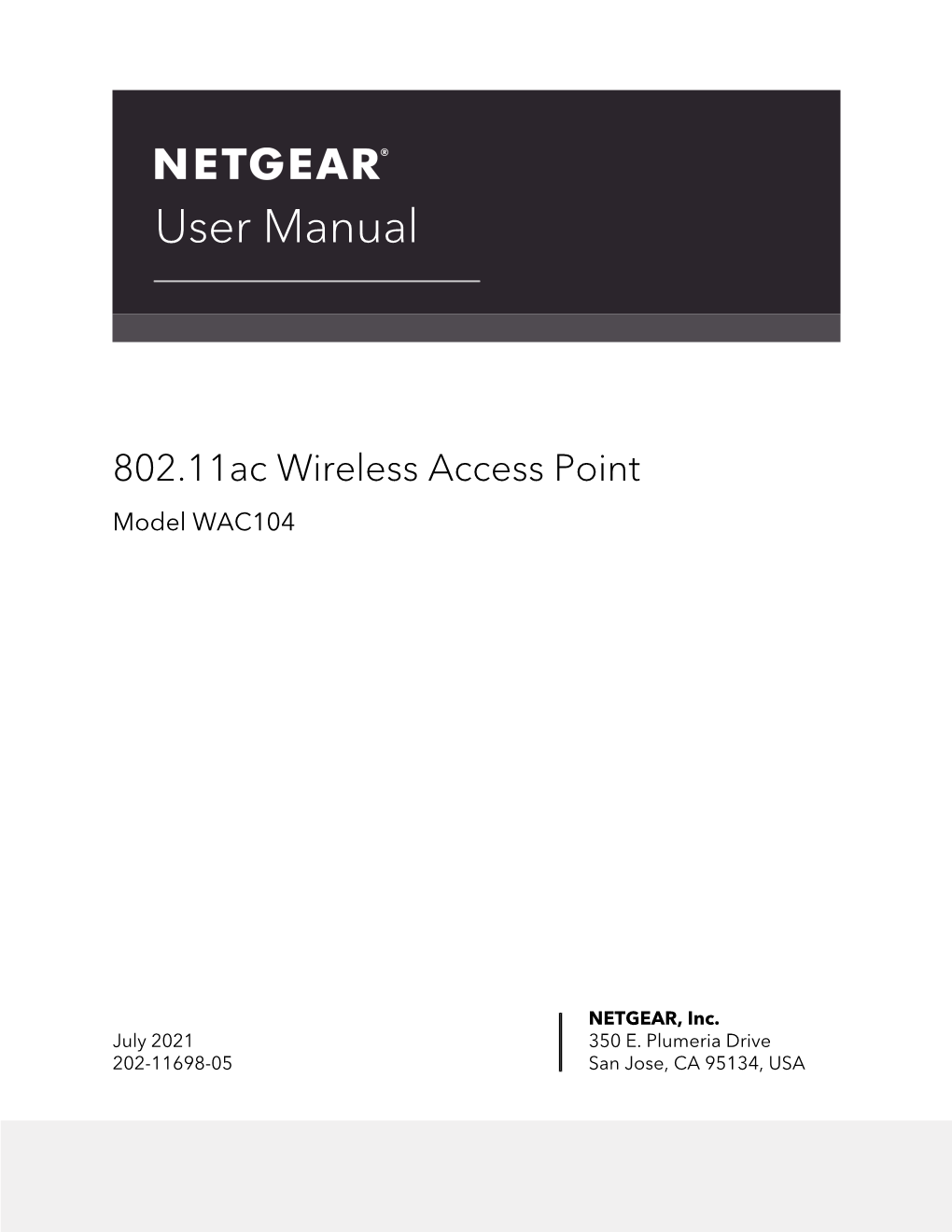 802.11Ac Wireless Access Point Model WAC104 User Manual
